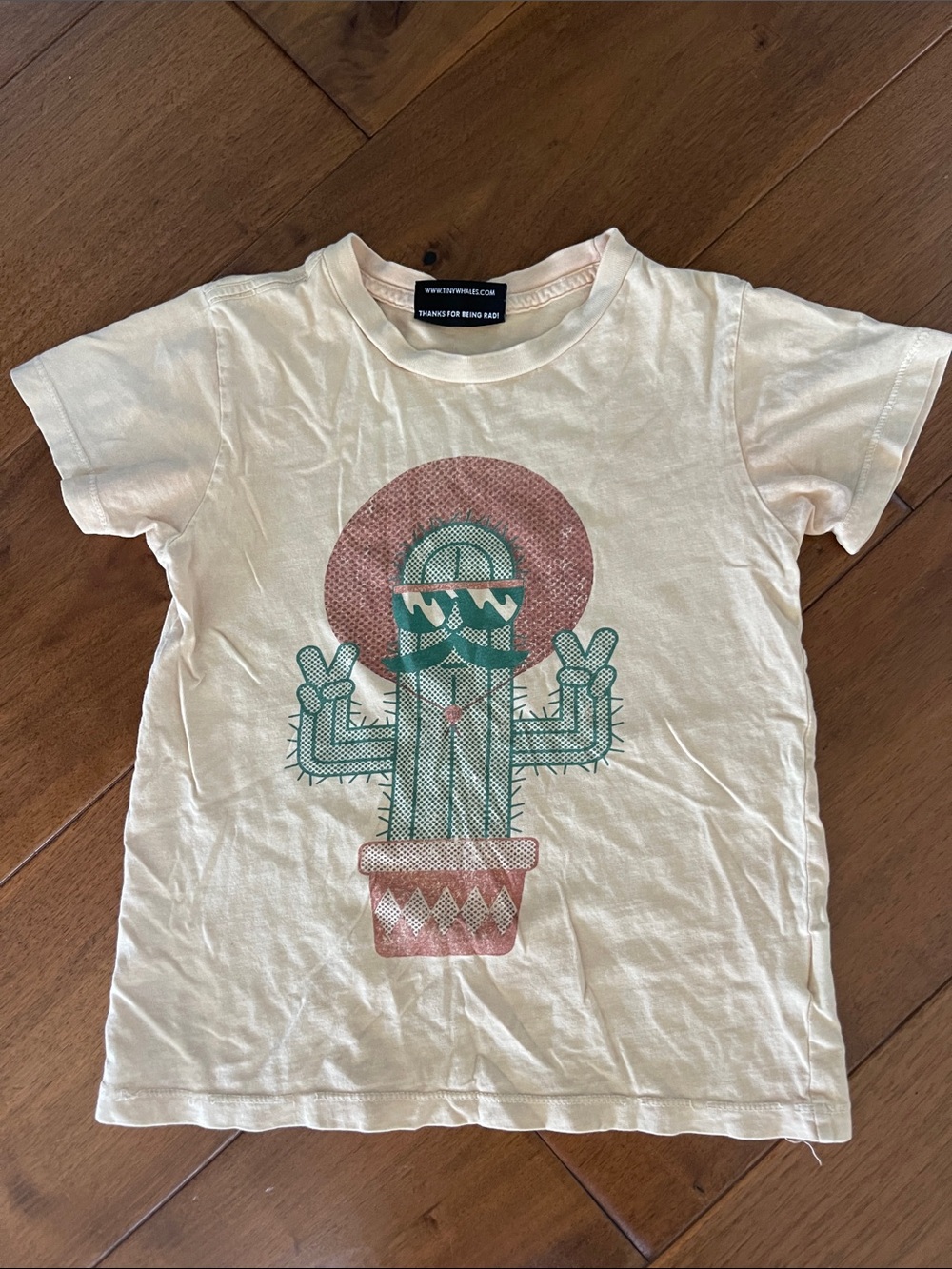 Thank You For Being Rad Kids' Cream Cactus Graphic Tee